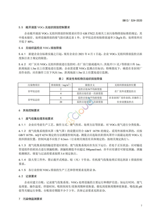 DB12524-2020工業企業揮發性有機物排放控制標準(圖10)